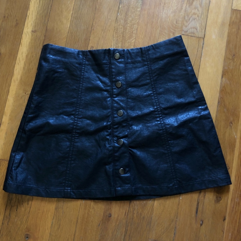 Faux leather button up skirt
